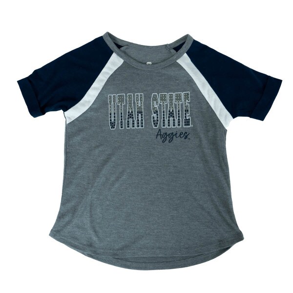Utah State Aggies Bejeweled Colorblock T-Shirt Girl's